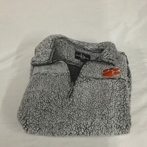 Mens Clemson inspired Boxercraft Gray Sherpa Fleece Pullover